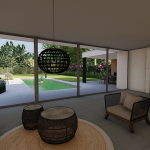 3D ontwerp tuin met poolhouse